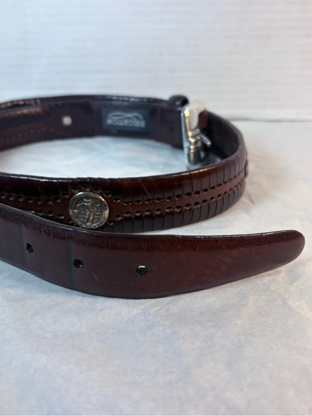 Brighton Women’s Brown Leather Concho Belt Size 38